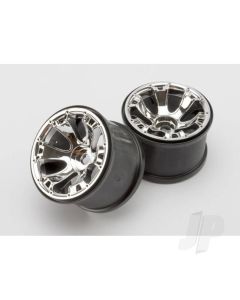 Wheels, Geode 3.8" (chrome) (2) (use with 17mm splined wheel hubs & nuts, part #5353X & beadlock-style sidewall protectors, part #5665, 5666, 5667)