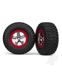 Tyres & wheels, assembled, glued (SCT chrome, red beadlock style wheels, BFGoodrich Mud-Terrain T / A KM2 Tyres, foam inserts) (2)(4WD front / rear, 2WD rear only)