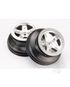 Wheels, SCT satin chrome, beadlock style, dual profile (2.2" outer, 3.0" inner) (4WD front / rear, 2WD rear only)