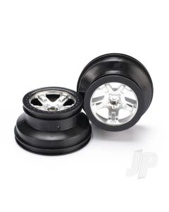 Wheels, SCT satin chrome, black beadlock style, dual profile (2.2" outer, 3.0in inner) (2WD front) (2)