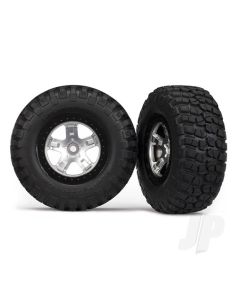 Tyres & wheels, assembled, glued (SCT satin chrome, black beadlock style wheels, BFGoodrich Mud-Terrain T / A KM2 Tyres, foam inserts) (2)(4WD front / rear, 2WD rear only)