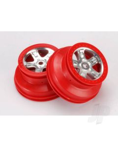Wheels, SCT satin chrome with red beadlock, dual profile (2.2" outer, 3.0" inner) (2)