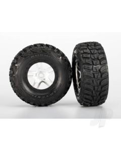 Tyres & wheels, assembled, glued (S1 ultra-soft off-road racing compound) (SCT Split-Spoke satin chrome, black beadlock style wheels, dual profile (2.2" outer, 3.0" inner), Kumho Tyres, foam inserts) (2) (front / rear)