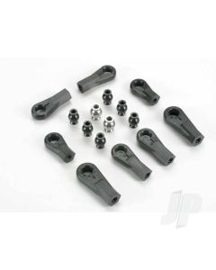 Plastic rod ends (8 pcs) (1 / 6 and 1 / 5 scale) / hollow ball connectors (8 pcs) (6-black, 2-silver)