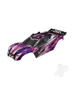 Body, Rustler 4X4 VXL, pink / window, grille, lights decal sheet (assembled with front & rear body mounts and rear body support for clipless mounting)