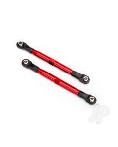 Toe links (TUBES red-anodised, 7075-T6 Aluminium, stronger than titanium) (87mm) (2) / rod ends (4) / Aluminium wrench (1)
