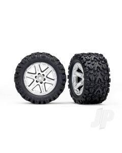 Tyres & wheels, assembled, glued (2.8") (RXT satin chrome wheels, Talon Extreme Tyres, foam inserts) (4WD electric front / rear, 2WD electric front only) (2) (TSM rated)