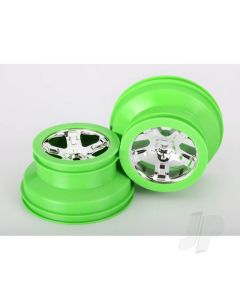 Wheels, SCT, chrome, green beadlock style, dual profile (2.2" outer, 3.0" inner) (2) (4WD front / rear, 2WD rear only)