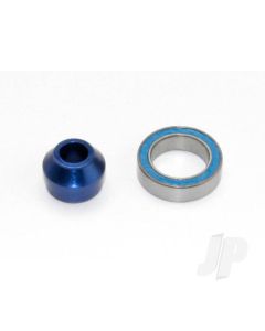 Bearing adapter, 6160-T6 aluminium (Blue-anodised) (1pc) / 10x15x4mm ball bearing (Blue rubber sealed) (1pc) (for slipper shaft)