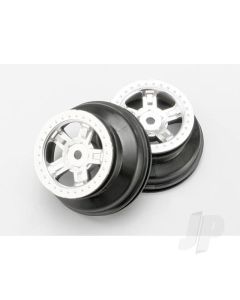 Wheels, SCT satin chrome, beadlock style, dual profile (1.8' inner, 1.4' outer) (2)