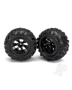 Tyres and wheels, assembled, glued (Geode black, beadlock style wheels, Canyon AT Tyres, foam inserts) (1 left, 1 right)