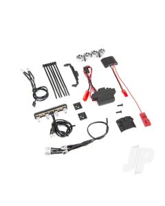 LED light kit, 1 / 16th Summit (power supply, chrome lightbar, roof light harness (4 clear, 2 red), chassis harness (4 clear, 2 red), wire ties, mounts)