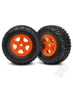 Tyres and wheels, assembled, glued (SCT orange wheels, SCT off-road racing Tyres) (1 each, right & left)