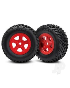 Tyres and wheels, assembled, glued (SCT red wheels, SCT off-road racing Tyres) (1 each, right & left)