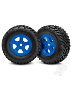 Tyres and wheels, assembled, glued (SCT blue wheels, SCT off-road racing Tyres) (1 each, right & left)