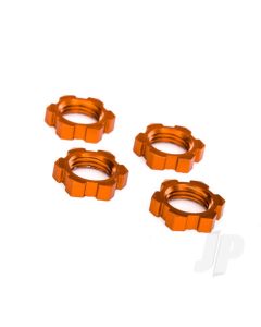 Wheel nuts, splined, 17mm, serrated (orange-anodised) (4)