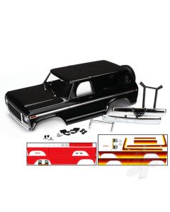 Body, Ford Bronco, complete (black) (includes Front and Rear bumpers, push bar, Rear Body mount, grille, side mirrors, door handles, windshield wipers, spare Tyre mount, Red and sunset decals) (requires #8072 inner fenders)