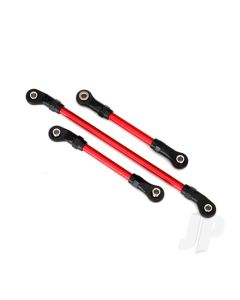 Steering link, 5x117mm (1pc) / draglink, 5x60mm (1pc) / panhard link, 5x63mm (Red powder coated Steel) (assembled with hollow balls) (for use with #8140R TRX-4 Long Arm Lift Kit)