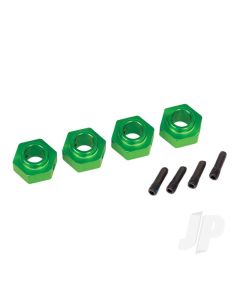 Wheel Hubs, 12mm hex, 6061-T6 aluminium (Green-anodised) (4 pcs) / screw pin (4 pcs)