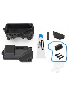 Box, receiver (sealed) (steering servo mount) / receiver cover / access plug / foam pads / silicone grease / 2.5x10 CS (3 pcs)