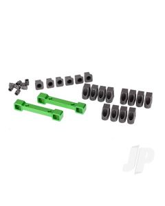 Mounts, suspension arms, aluminium (Green-anodised) (Front & Rear) / hinge pin retainers (12 pcs) / inserts (6 pcs)