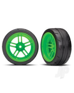 Tyres and wheels, assembled, glued (split-spoke green wheels, 1.9" Response Tyres) (extra wide, rear) (2) (VXL rated)