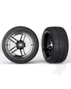 Tyres and wheels, assembled, glued (split-spoke black chrome wheels, 1.9" Response Tyres) (extra wide, rear) (2)