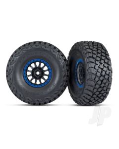Tyres and wheels, assembled, glued (Method Racing wheels, black with blue beadlock, BFGoodrich Baja KR3 Tyres) (2)