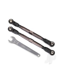 Toe links, front, Unlimited Desert Racer (TUBES dark titanium anodised, 7075-T6 Aluminium, stronger than titanium) (102mm) (2) (assembled with rod ends and hollow balls) / Aluminium wrench, 7mm (1)