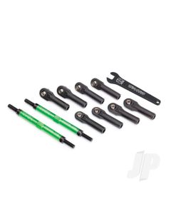 Toe links, E-Revo VXL (TUBES green-anodised, 7075-T6 Aluminium, stronger than titanium) (144mm) (2) / rod ends, assembled with steel hollow balls (8) / Aluminium wrench, 10mm (1)