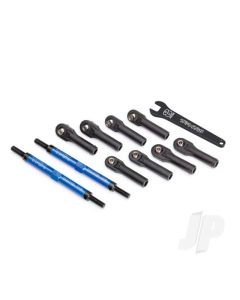 Toe links, E-Revo VXL (TUBES blue-anodised, 7075-T6 Aluminium, stronger than titanium) (144mm) (2) / rod ends, assembled with steel hollow balls (8) / Aluminium wrench, 10mm (1)