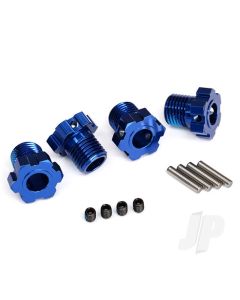 Wheel Hubs, splined, 17mm (Blue-anodised) (4 pcs) / 4x5 GS (4 pcs) / 3x14mm pin (4 pcs)