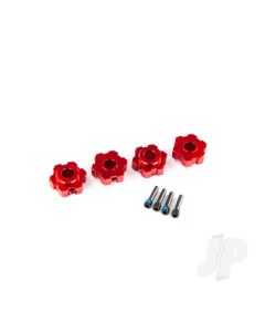 Wheel Hubs, hex, aluminium (Red-anodised) (4 pcs) / 4x13mm screw pins (4 pcs)