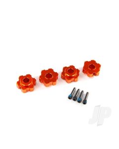 Wheel Hubs, hex, aluminium (orange-anodised) (4 pcs) / 4x13mm screw pins (4 pcs)