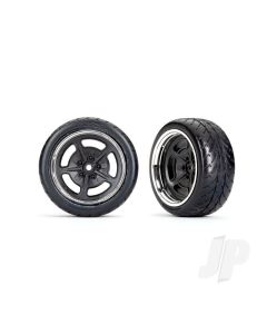 Tyres and wheels, assembled, glued (black with chrome wheels, 1.9" Response Tyres) (extra wide, rear) (2)