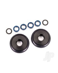 Wheels, wheelie bar, 6061-T6 aluminium (gray-anodised) (2)/ 5x8x2.5mm ball bearings (4)/ o-rings (2)/ 5x8x0.3mm TW (2)