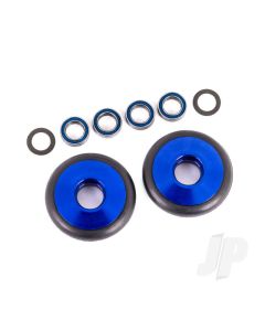 Wheels, wheelie bar, 6061-T6 aluminium (blue-anodised) (2)/ 5x8x2.5mm ball bearings (4)/ o-rings (2)/ 5x8x0.3mm TW (2)