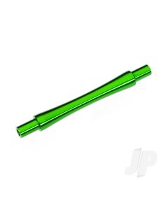 Axle, wheelie bar, 6061-T6 aluminium (green-anodised) (1)/ 3x12 BCS (with threadlock) (2)