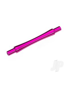 Axle, wheelie bar, 6061-T6 aluminium (pink-anodised) (1)/ 3x12 BCS (with threadlock) (2)